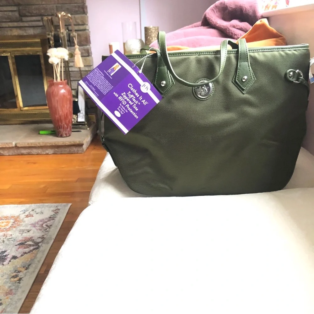 JOY army green Travel Tote Tuff-Tech with RFID Protection NWT
